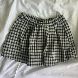 Zara Black and White Checkered Skater Skirt